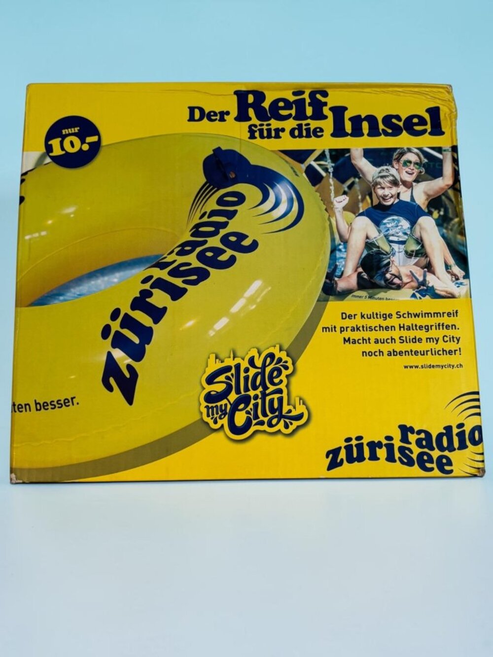 Slide My City Yellow Swim Ring With Handles 48" Radio Zürisee PVC EU-Norm new